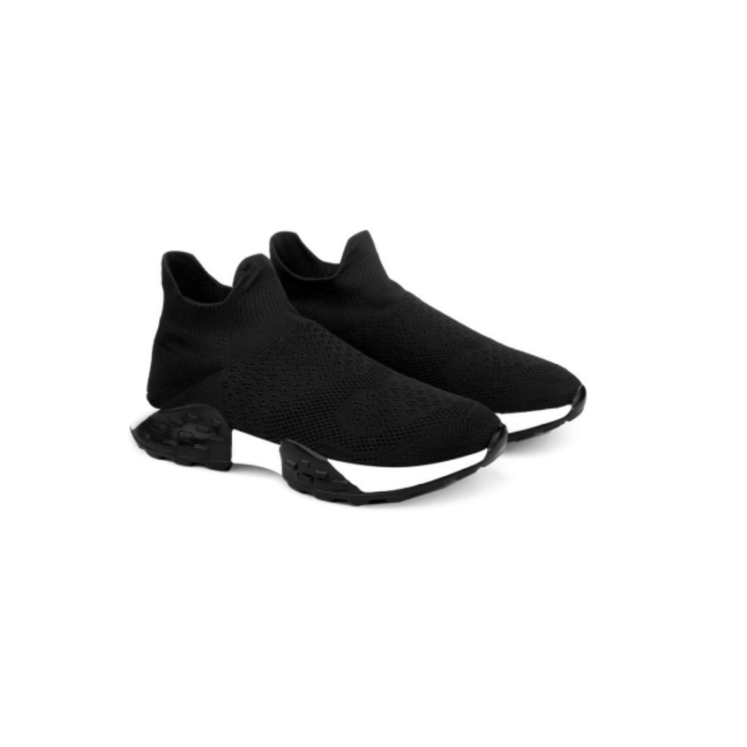Baxxy Black Slip-On Knit Sneakers | Made in India | For Men | 10 Pair