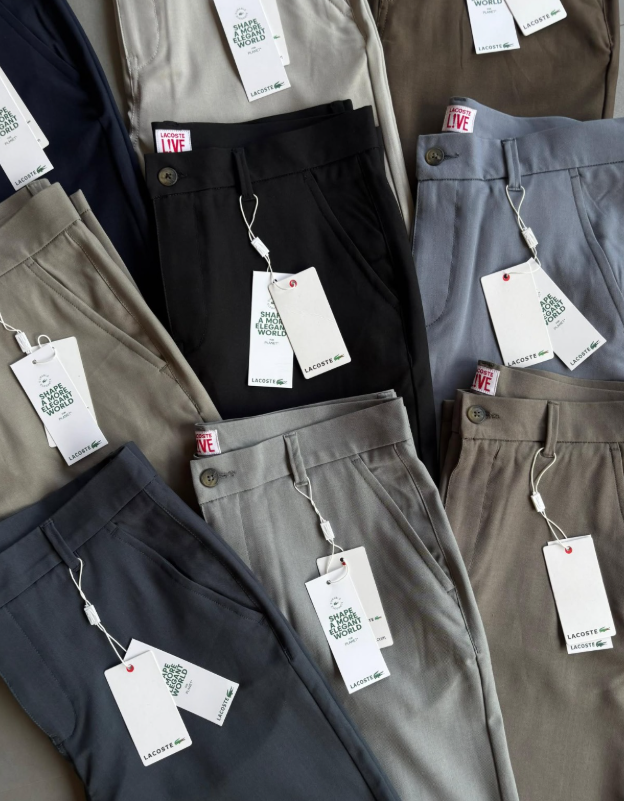 LACOSTE® Ultra Comfort Quick-Dry Wrinkle-Free Trousers | Premium Fit & Fall | 9 Colours | Sizes 28–38 | 72 Pcs Box