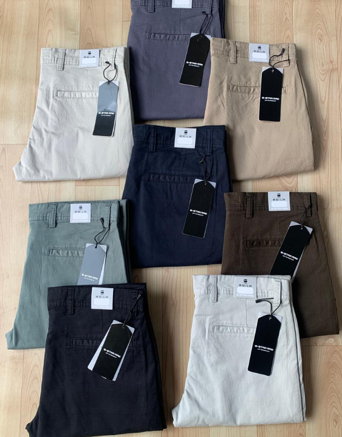 G STAR RAW® Premium Slim Fit Twill Lycra Cargo Pants | 8 Colours | Sizes 30–38 | MOQ 62 Pcs | Export Quality