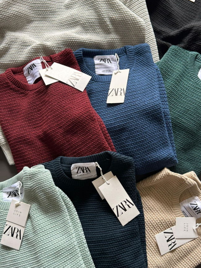 ZARA® Ultra Premium Designer Popcorn Knit Sweatshirts | MOQ 40 Pcs | 100% Cotton | Super Soft Comfort | 10 Colours | Sizes M–XXL