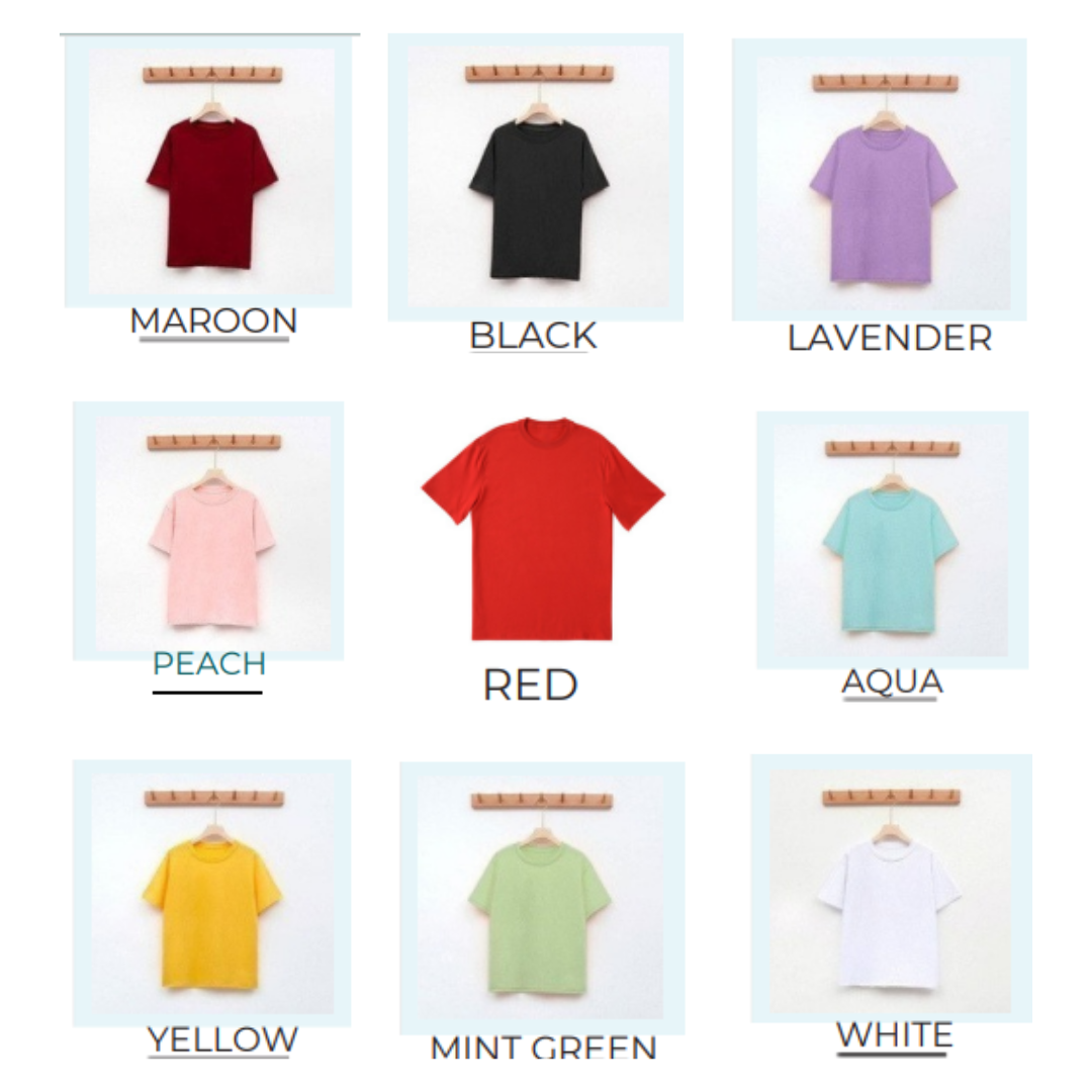 Regular Fit Premium Cotton T-Shirt | 190–200 GSM | 9 Colours | Sizes S–XL | MOQ 27 Pcs Set