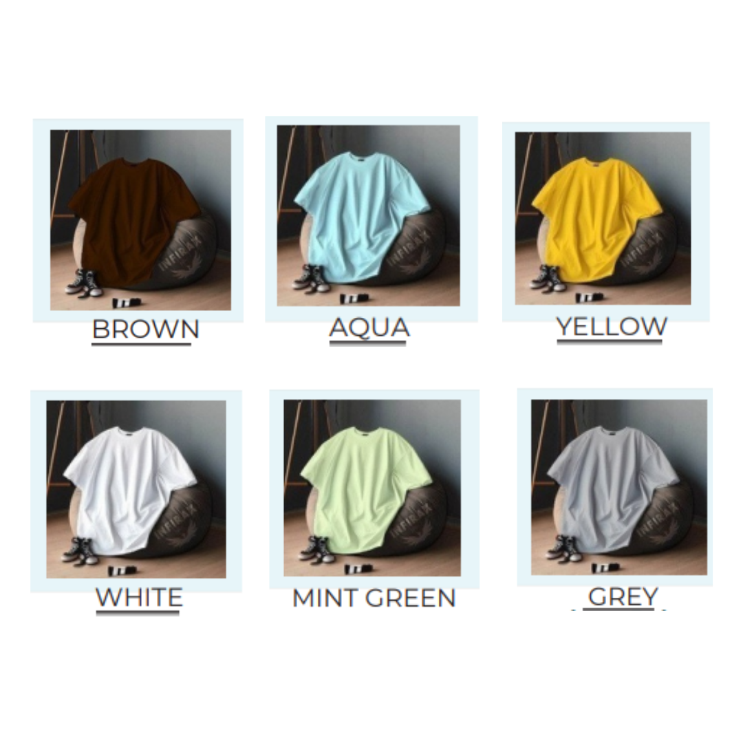 Oversized Fit Premium Cotton T-Shirt | 210 GSM | 12 Colours | Sizes M–XL | 36 Pcs Set