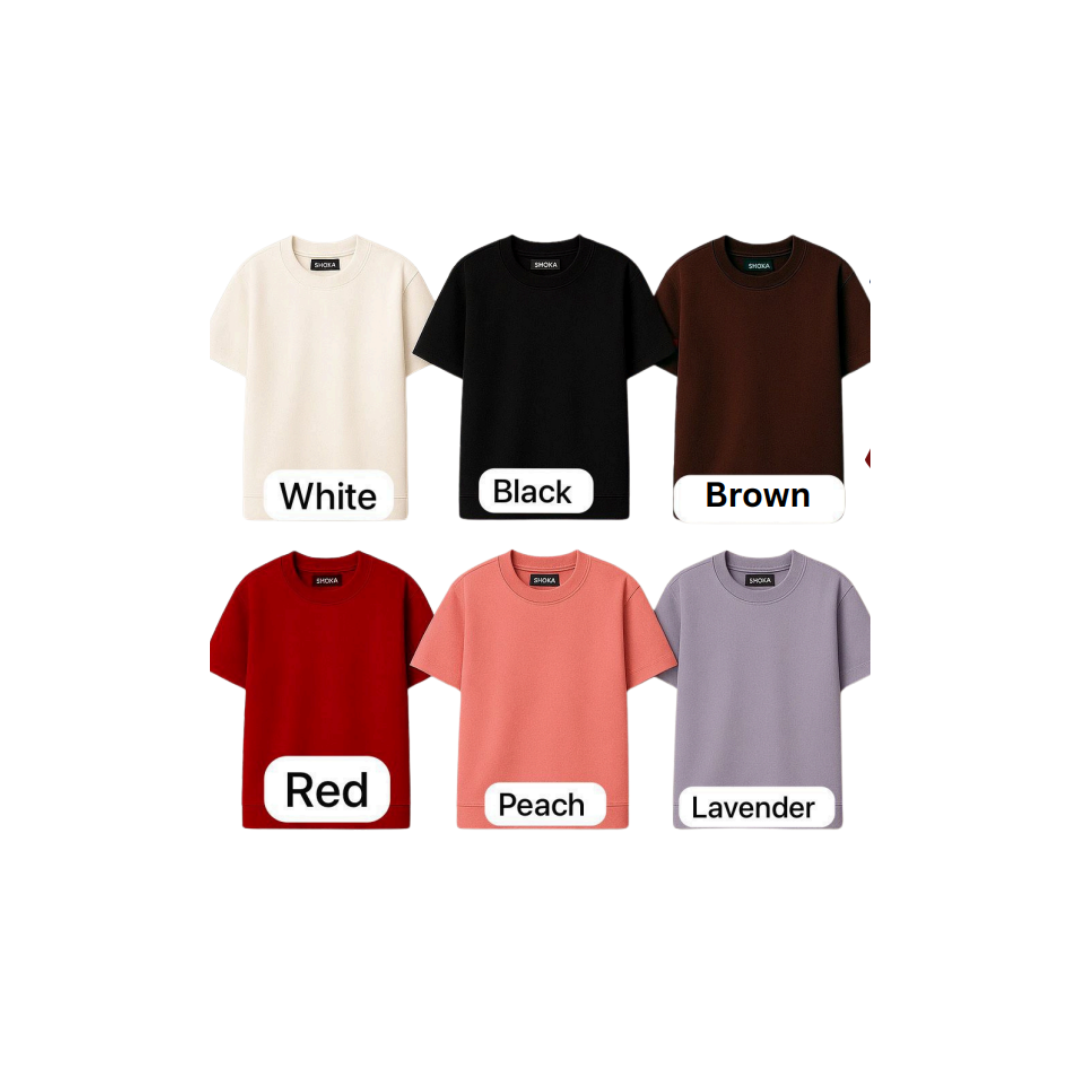 Premium 240 GSM French Terry Cotton T-Shirts | Oversized Fit | 6 Colours | Sizes M–XL | MOQ 18 Pcs Set
