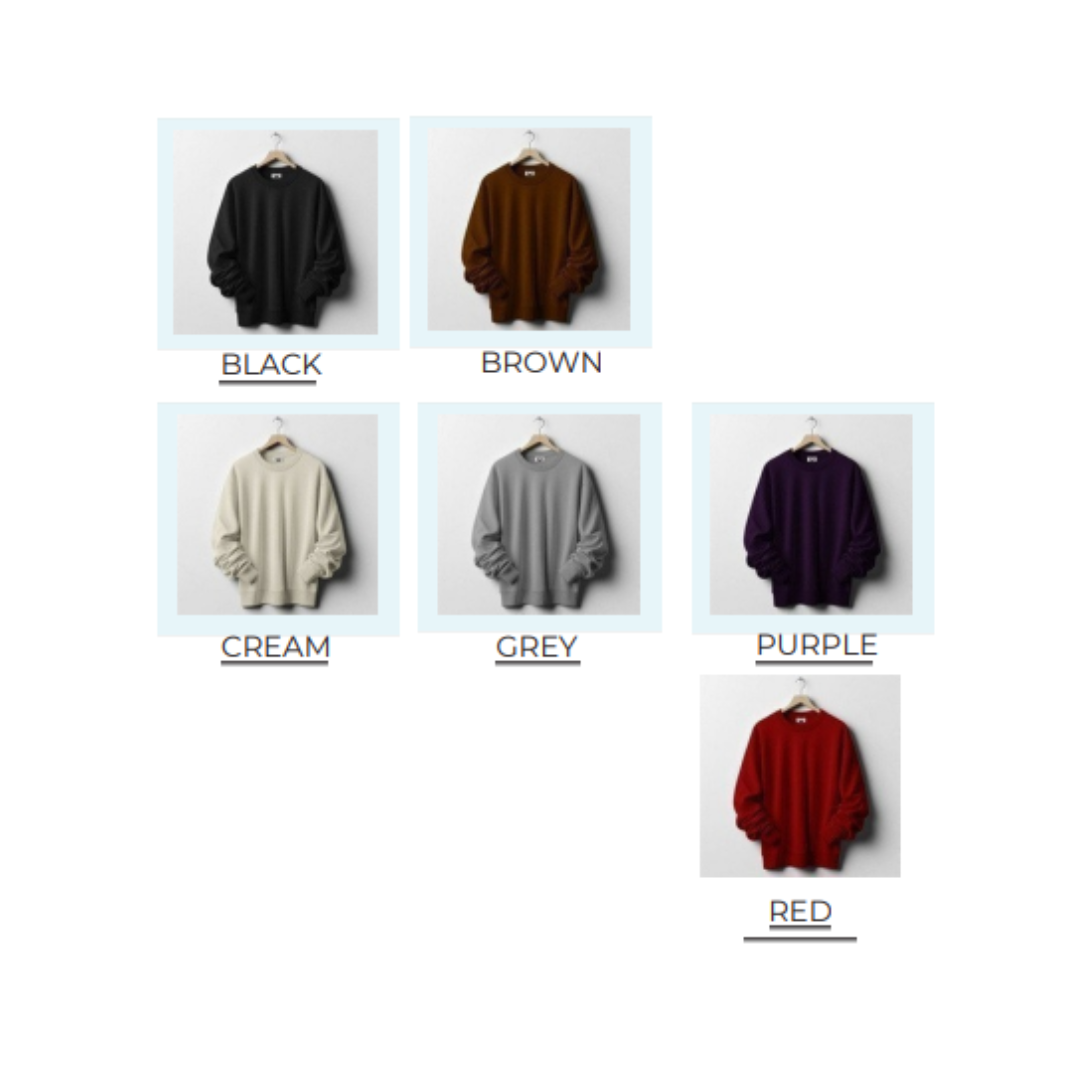 Airjet Fleece Premium Sweatshirt | 350 GSM | 6 Colours | Sizes M–XL | MOQ 18 Pcs Set