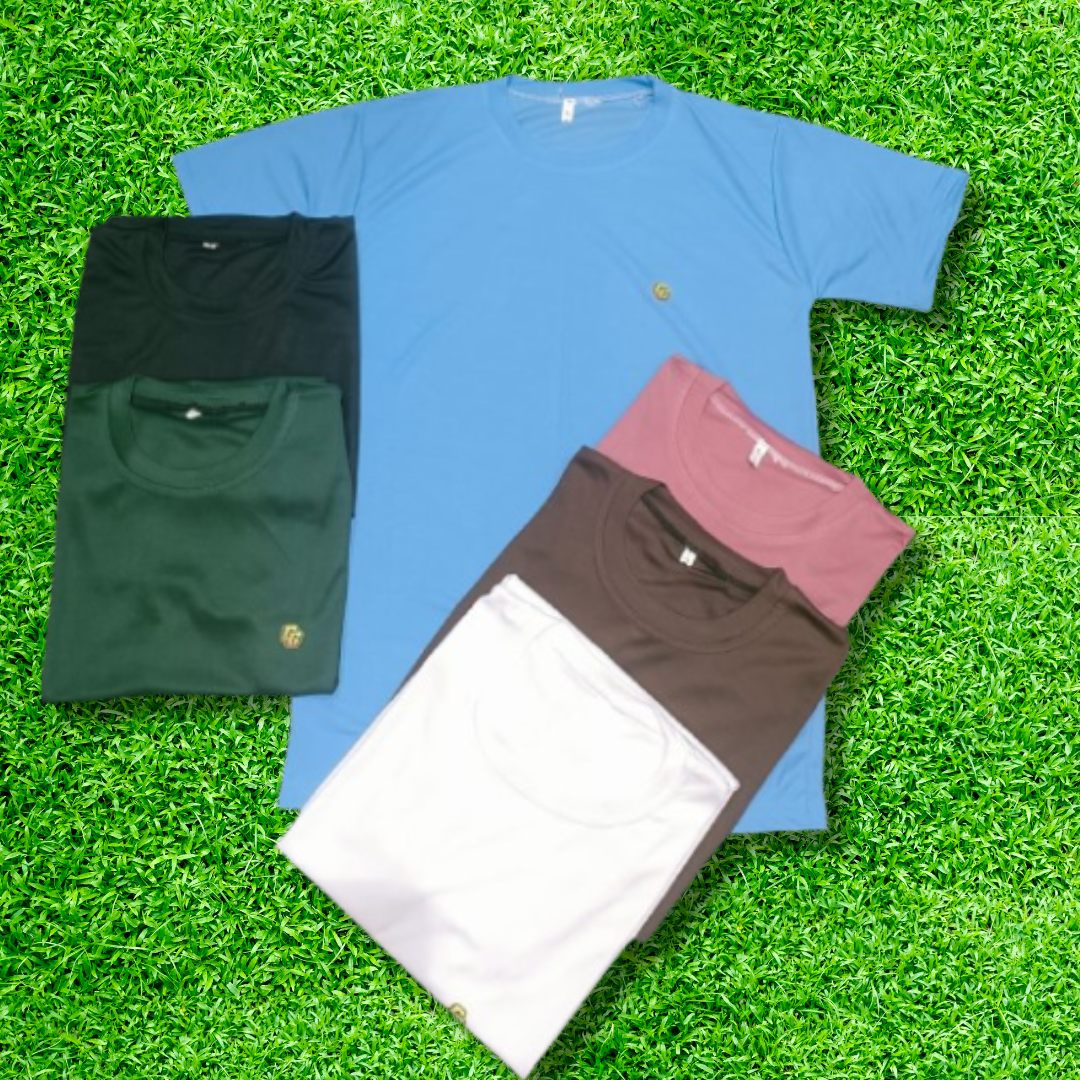 Sarina Fabric Round Neck Half Sleeve T-Shirts | 40 Pcs Set | Available in multiple colors | Sizes M, L, XL | MOQ 40 Pcs Set